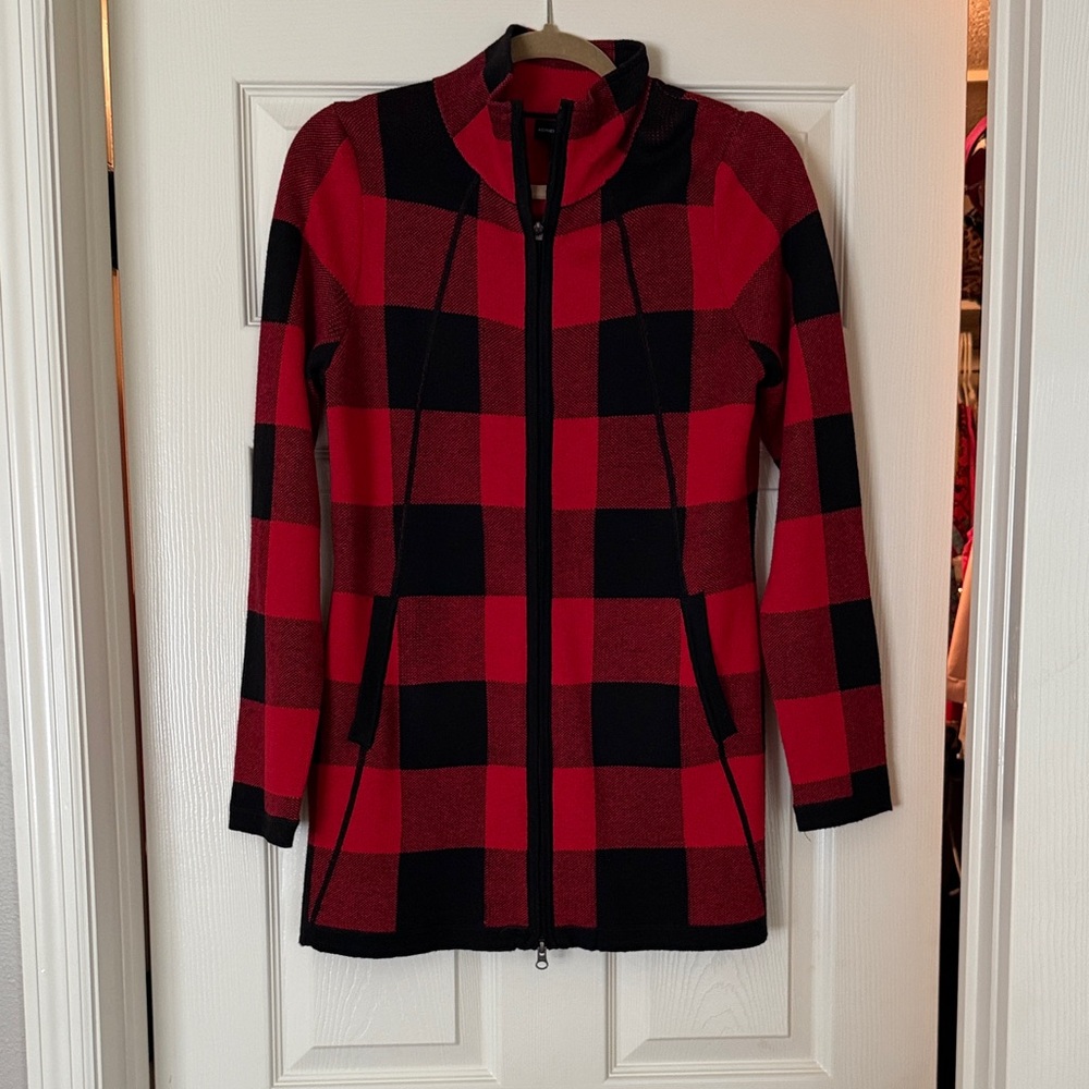 Adrienne Vittadini Red and Black Plaid Jacket